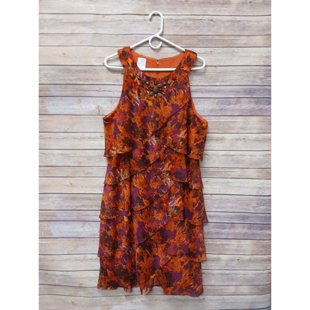 Jessica Howard Ruffle Dress | Pink, Orange, Purple | Size 18W #B44
